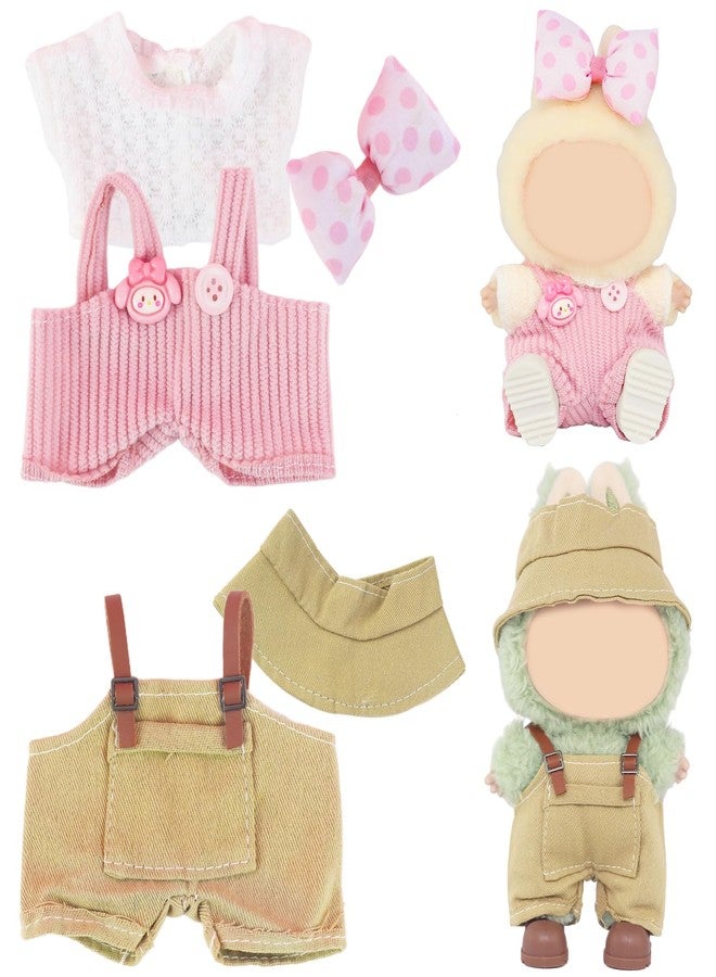 18INDC 2 Sets Doll Clothes Outfit Sets - 5 Pcs 15-17cm Dolls Accessories with Bow Clip & Hat for 6.7in/17cm Dolls Dress Up (No Doll & Shoes) - Image 1